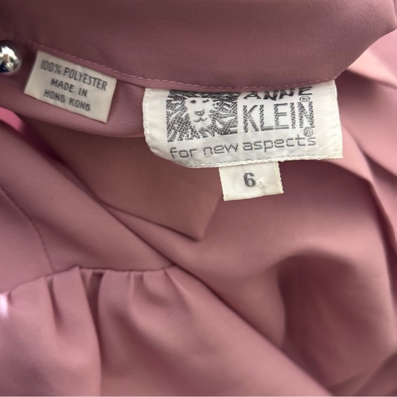 Womens Vintage 1980s Anne Klein Polyester Bow Tie Blouse Size 6 Mauve - Picture 4 of 6